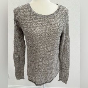 DKNY Metallic Shimmer Knit Gray Crew Neck Lightweight Semi Sheer Sweater